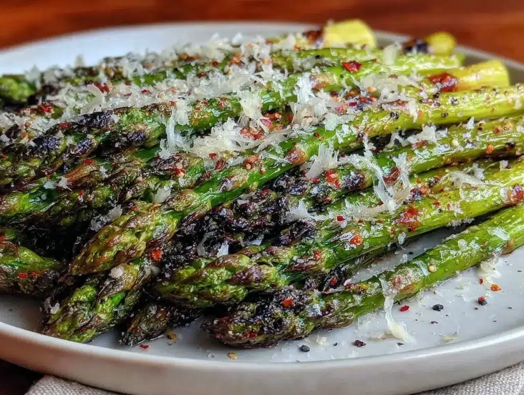 crispy roasted asparagus with parmesan - featured image