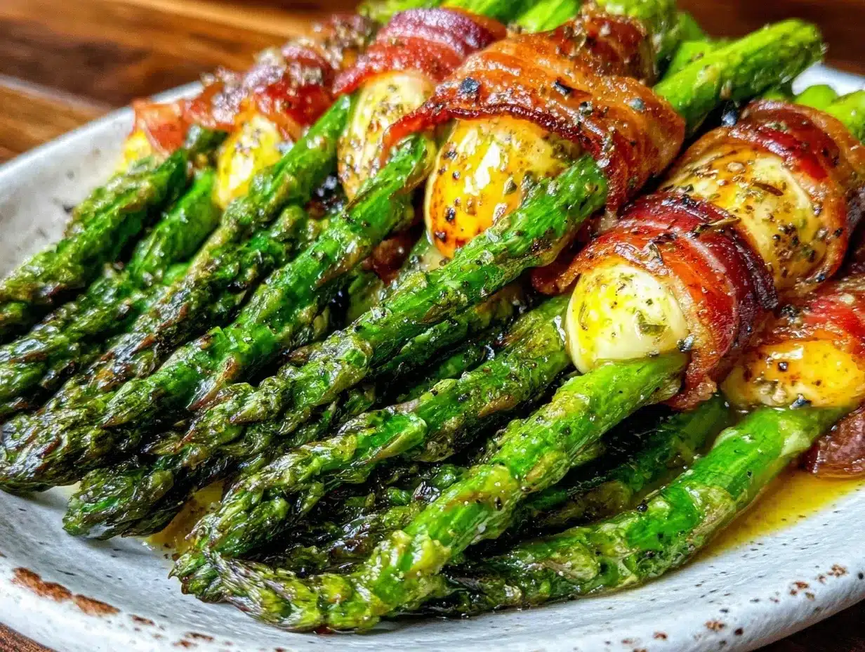 crispy roasted asparagus with prosciutto and soft boiled egg preparation steps
