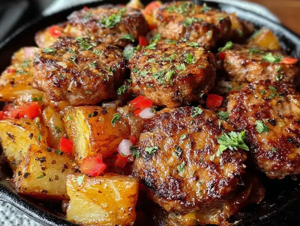 crispy sausage and potato skillet - featured image