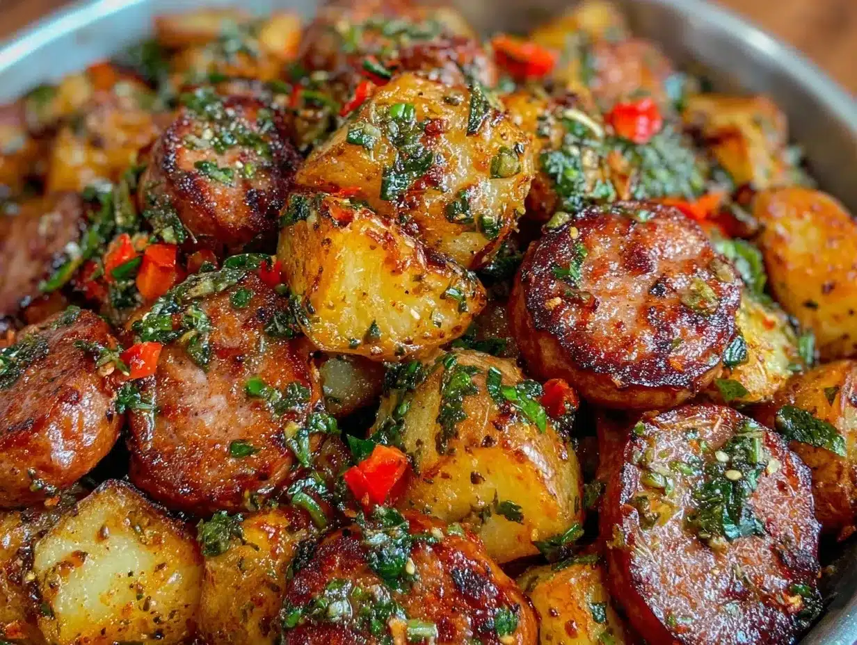 crispy sausage and potato skillet preparation steps