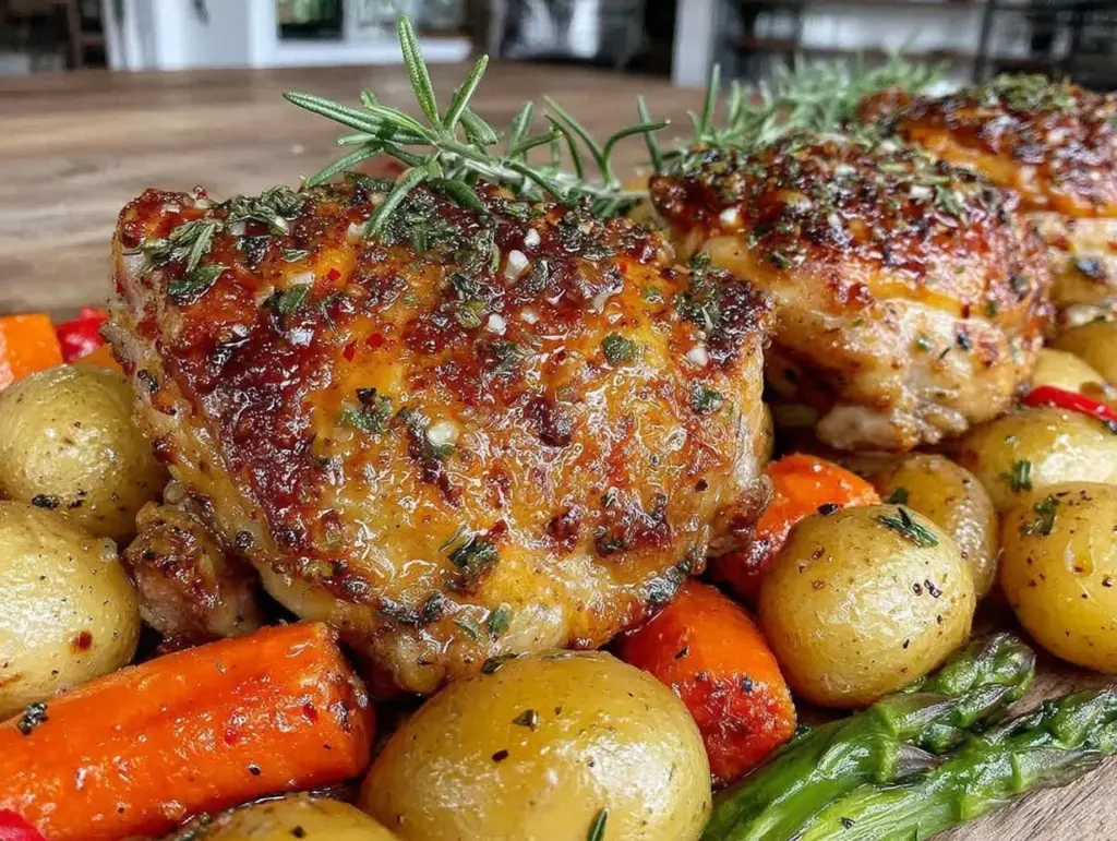 crispy sheet pan lemon herb chicken - featured image
