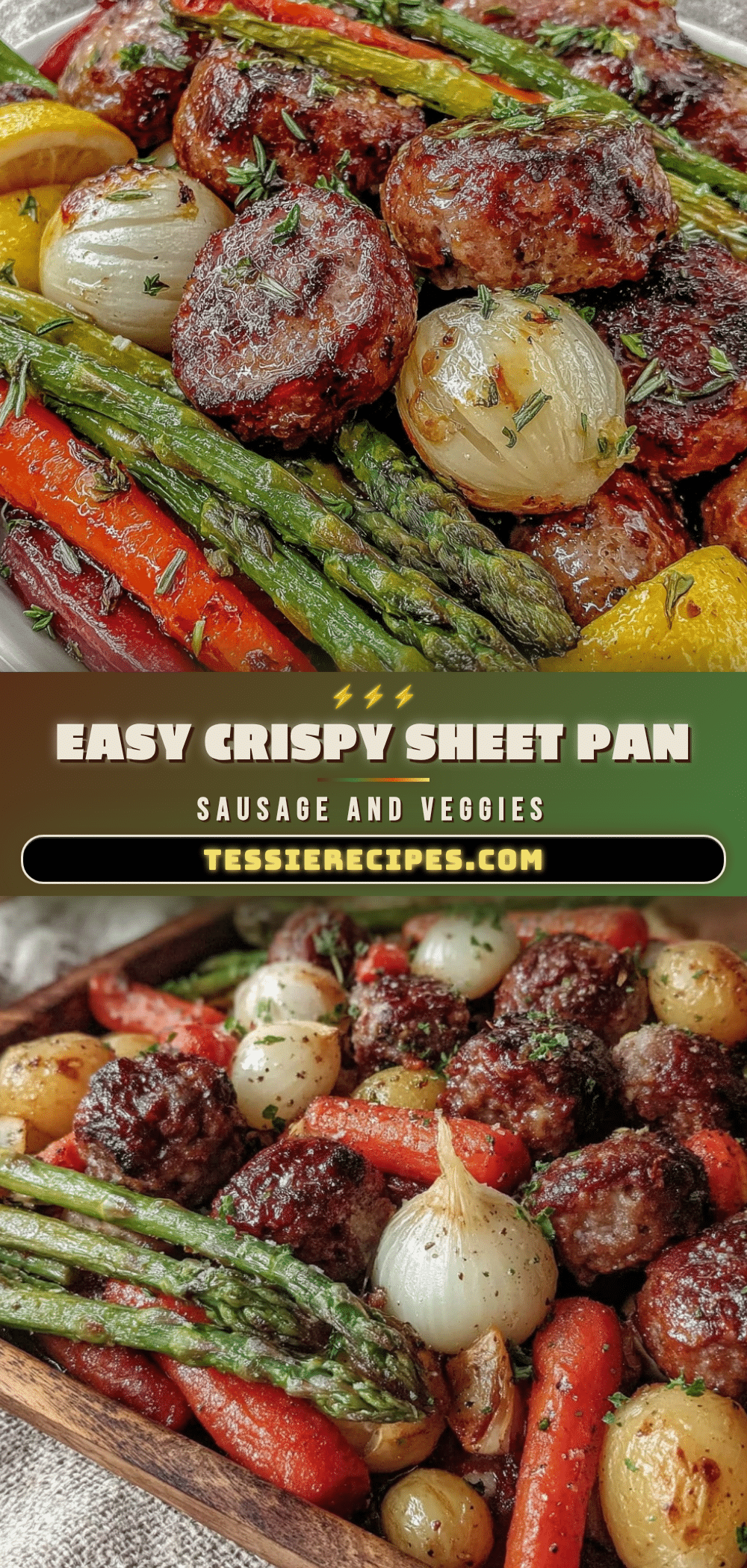 crispy sheet pan spring vegetables and sausage recipe