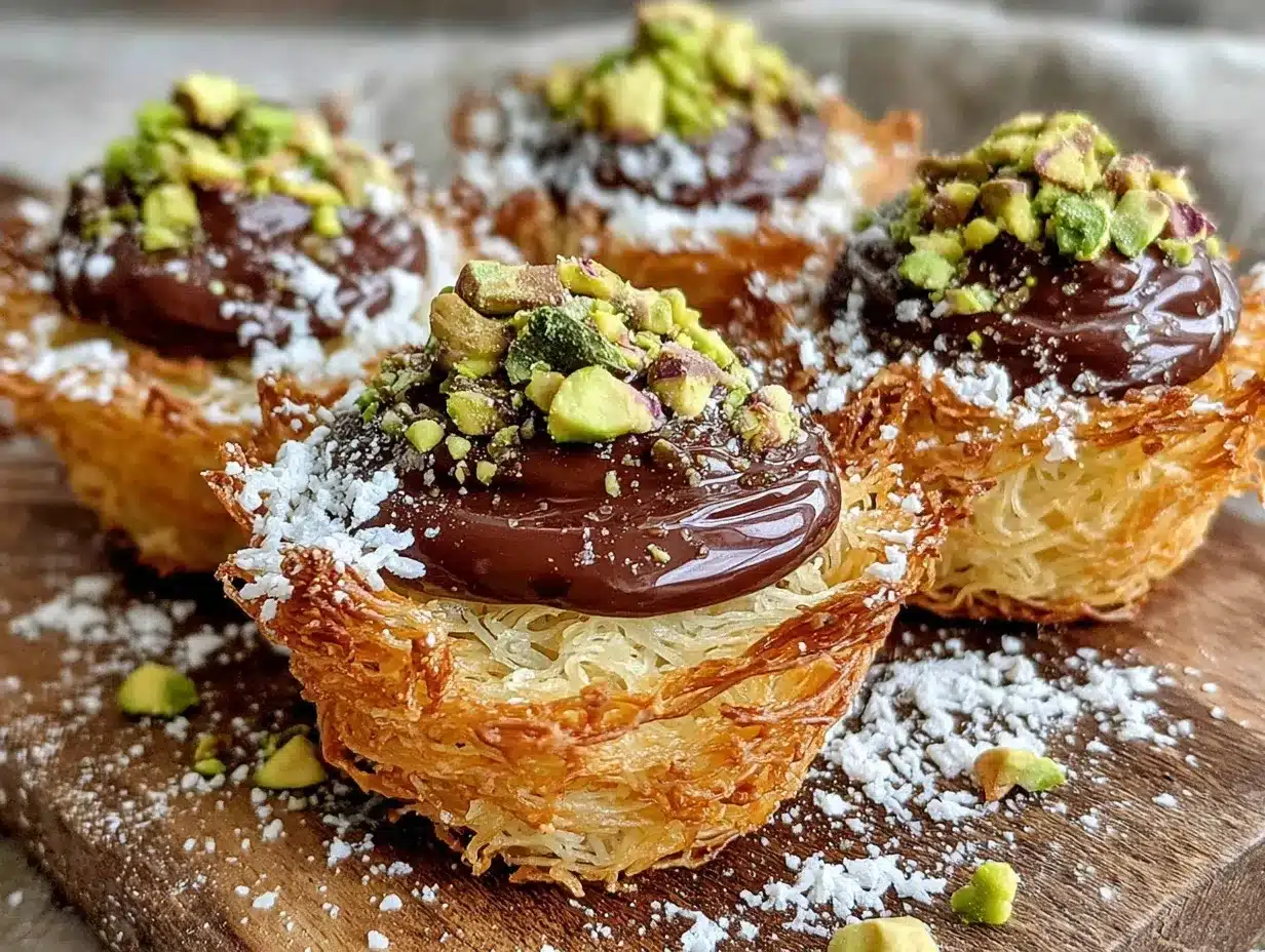 Dubai chocolate bar pistachio knafeh cups preparation steps