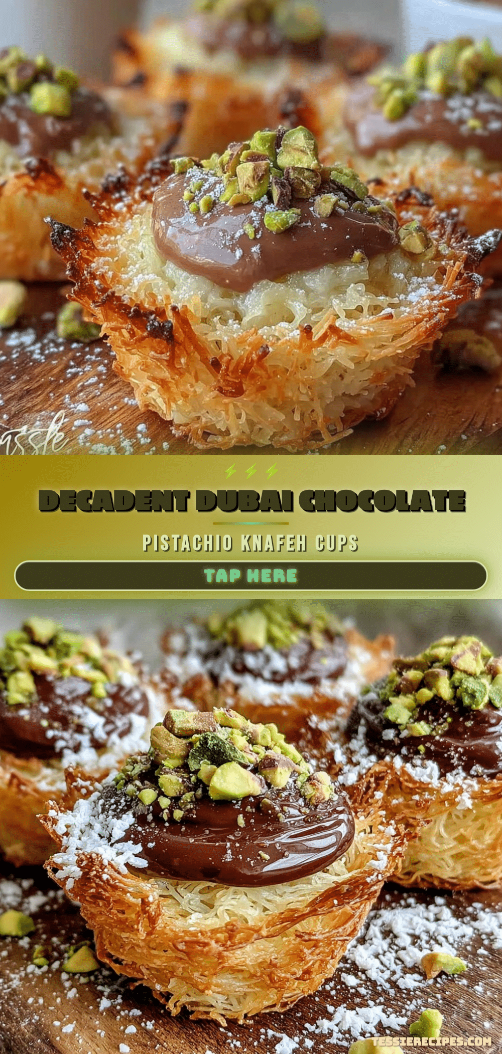 Dubai chocolate bar pistachio knafeh cups recipe
