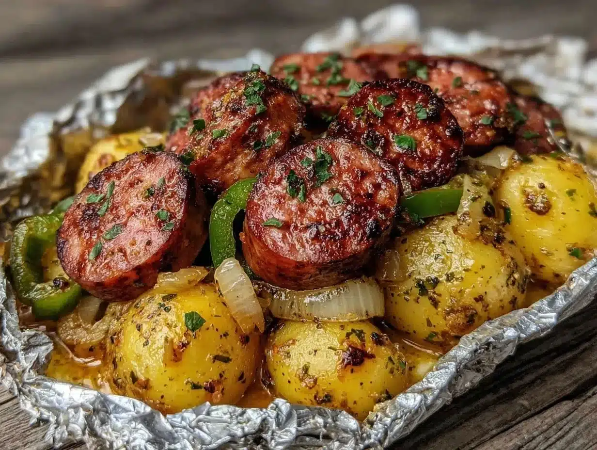 easy Cajun sausage and crispy potatoes preparation steps