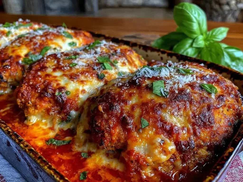 easy cheesy chicken parmesan casserole - featured image