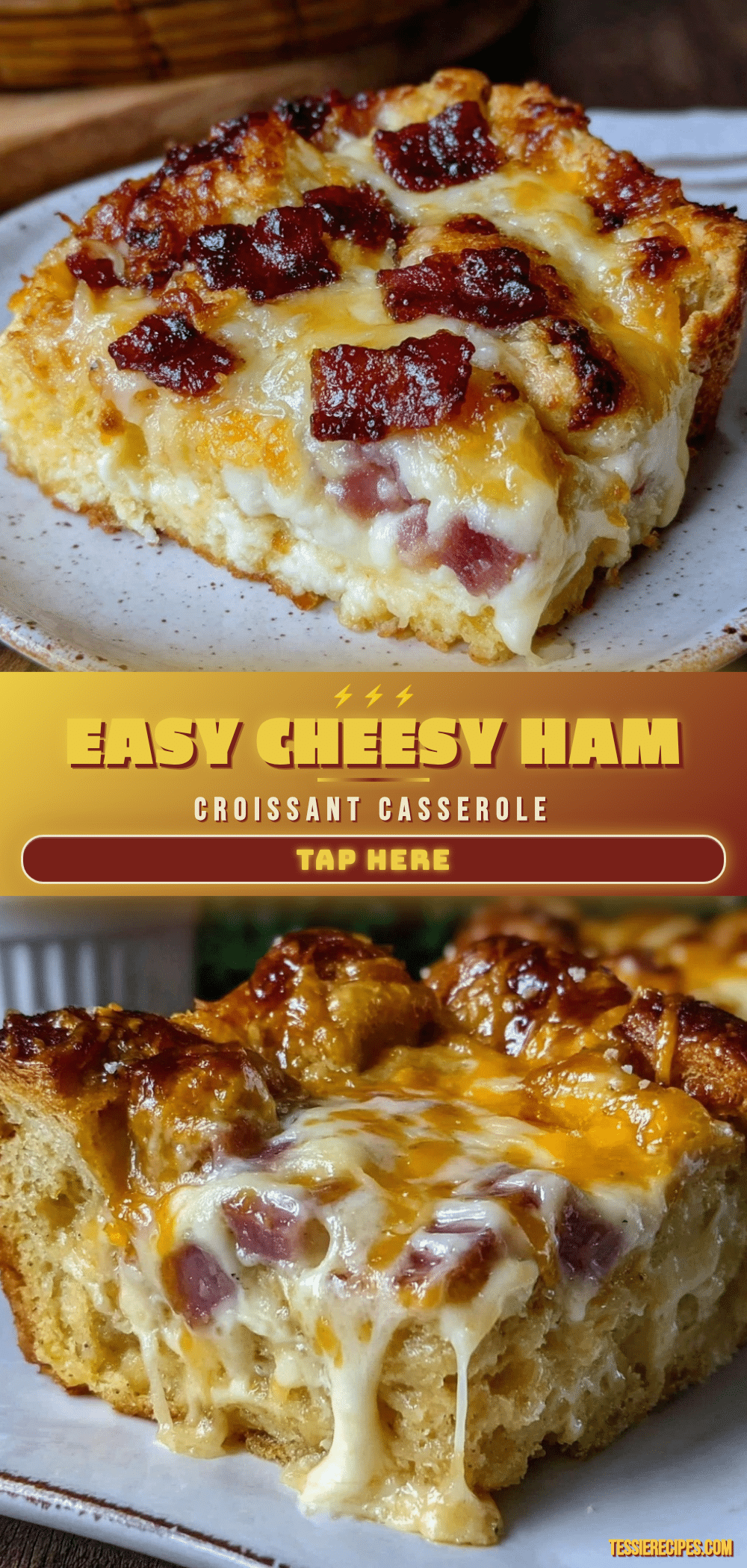 easy cheesy ham and cheese croissant casserole recipe