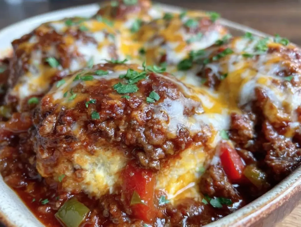 easy cheesy sloppy joe casserole - featured image