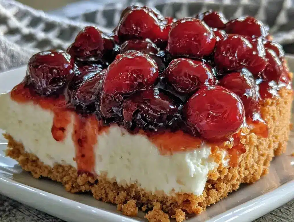 easy creamy no-bake cherry cheesecake - featured image