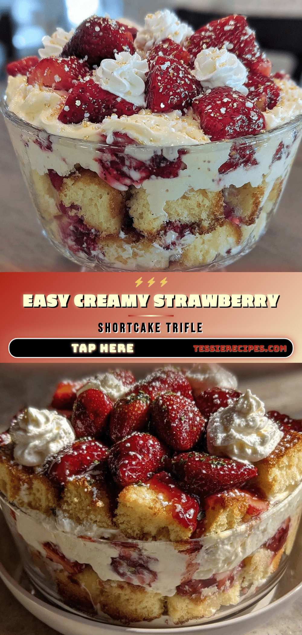 easy creamy strawberry shortcake trifle recipe