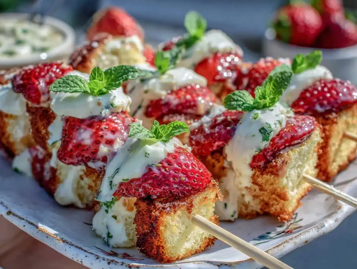 easy fresh strawberry shortcake skewers preparation steps