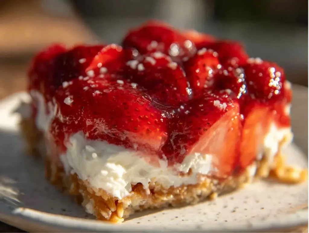 easy no-bake strawberry pretzel salad - featured image