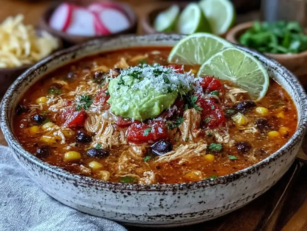easy slow cooker chicken tortilla soup - featured image