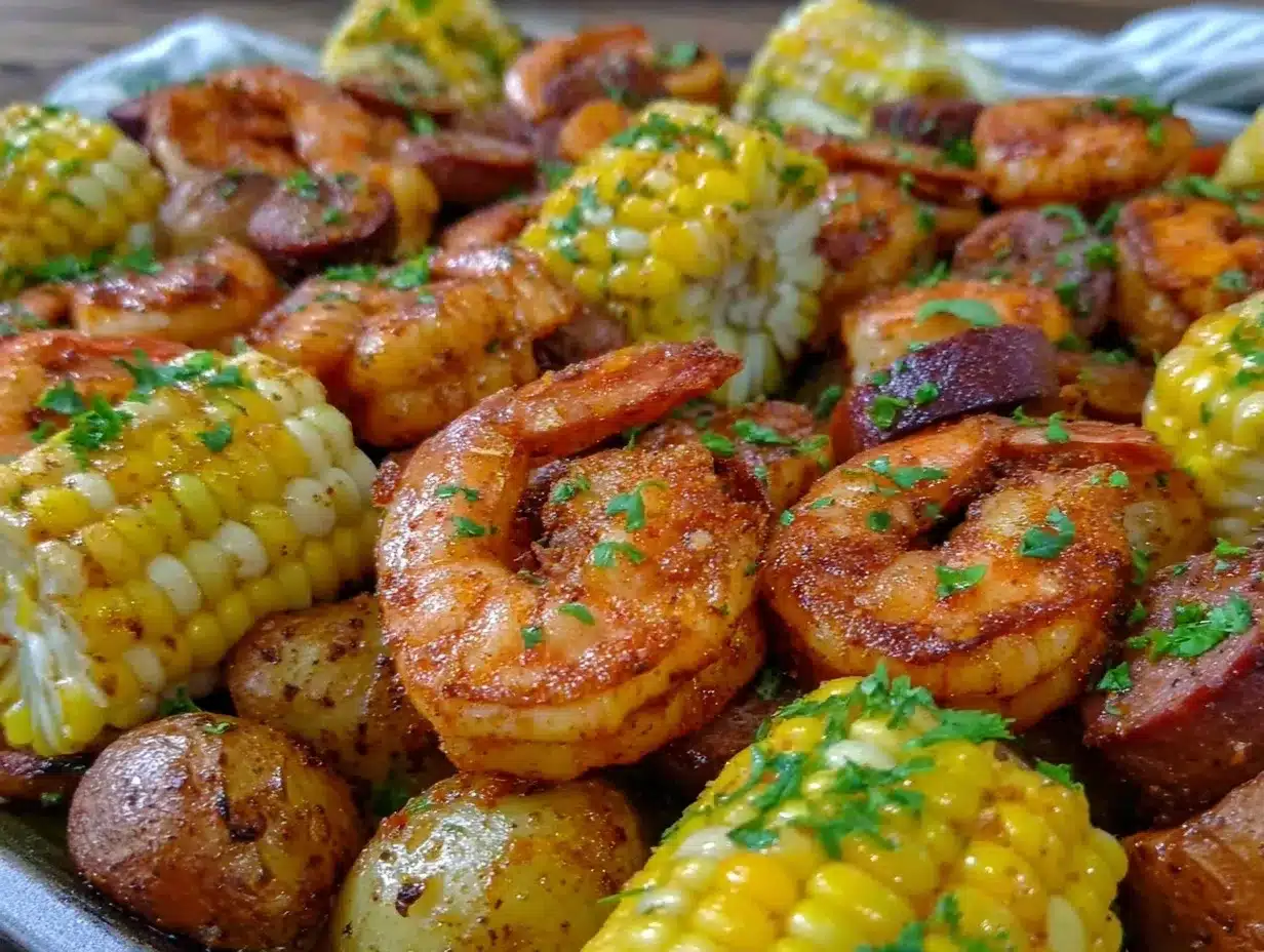 easy spicy sheet pan cajun shrimp boil preparation steps