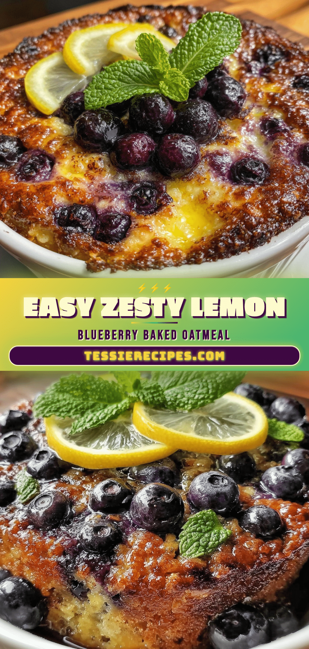 easy zesty lemon blueberry baked oatmeal recipe