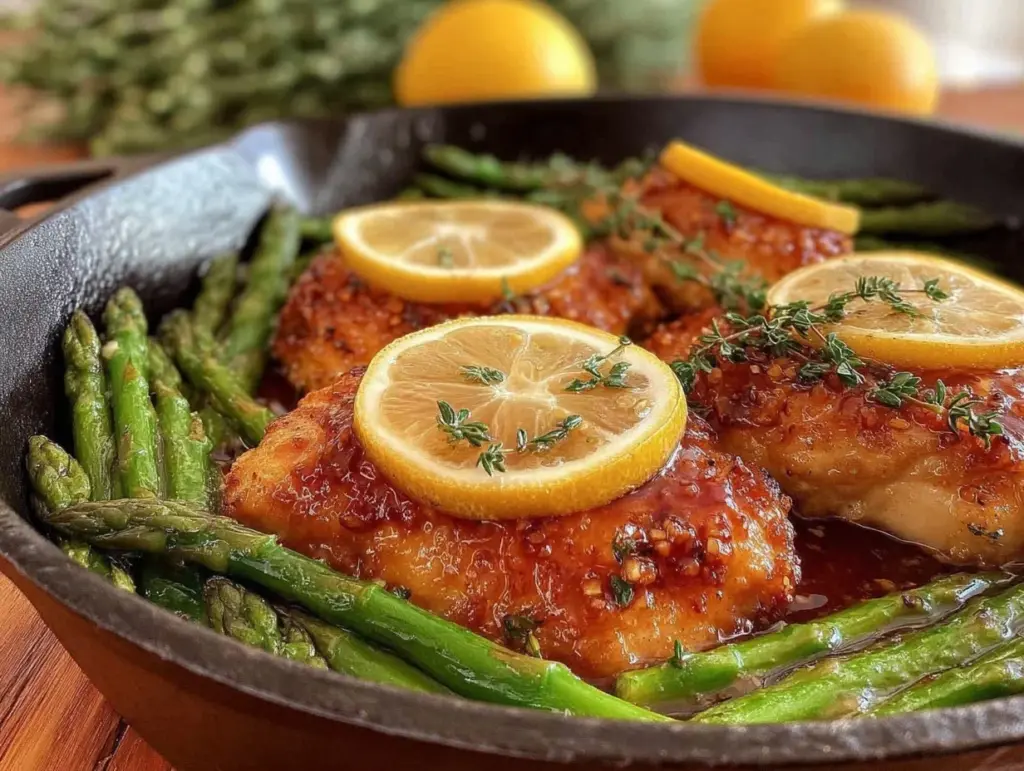 easy zesty one-pan lemon chicken and asparagus - featured image