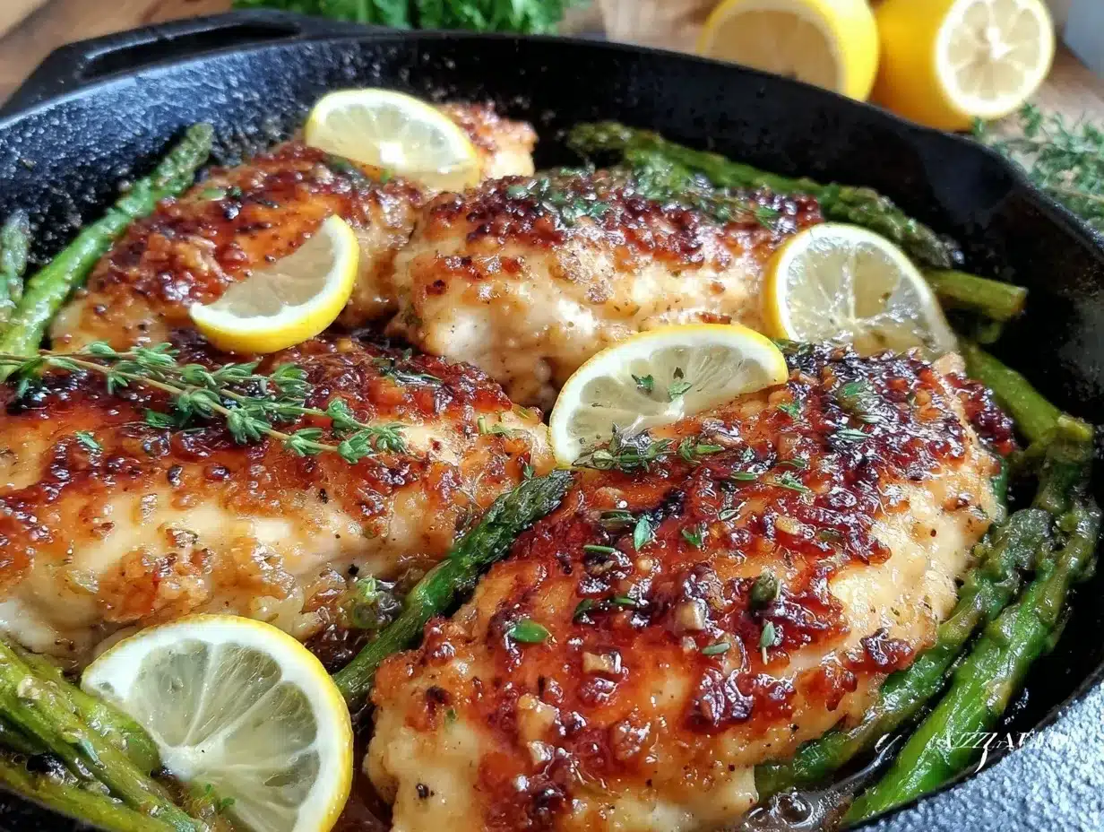 easy zesty one-pan lemon chicken and asparagus preparation steps