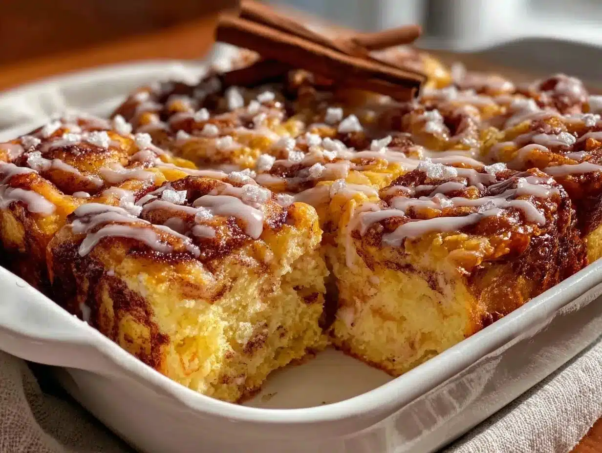 fluffy cinnamon roll casserole preparation steps