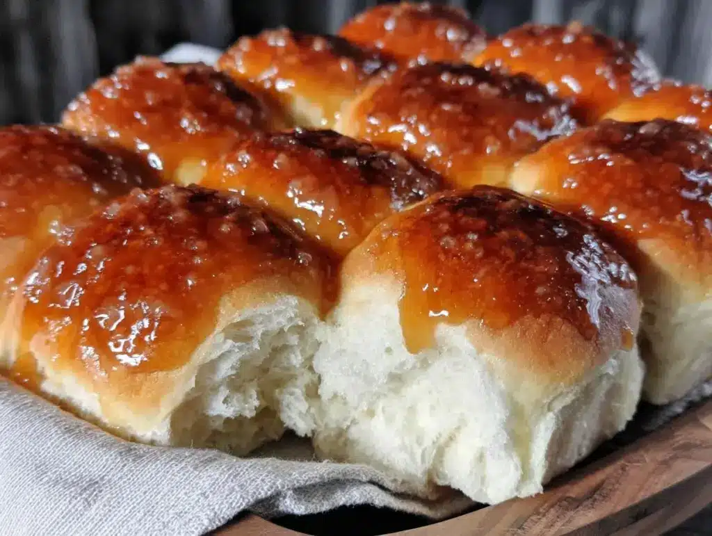 fluffy honey butter dinner rolls - featured image