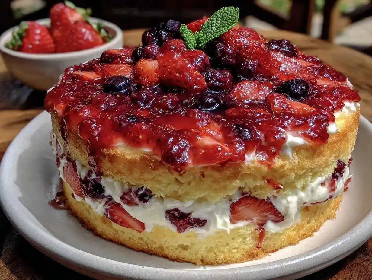 fluffy strawberry shortcake layer cake preparation steps