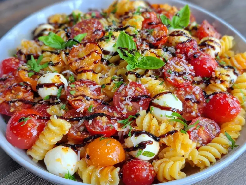 fresh caprese pasta salad - featured image