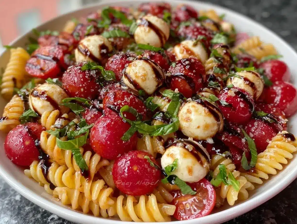 fresh caprese pasta salad preparation steps
