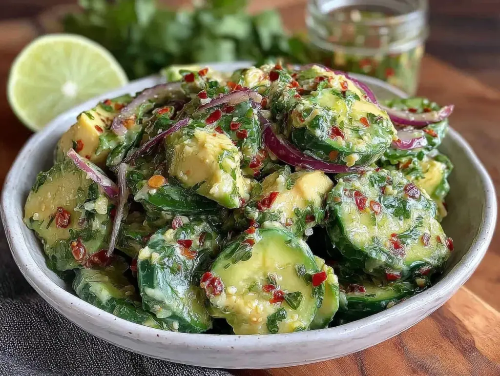 fresh cucumber avocado salad - featured image