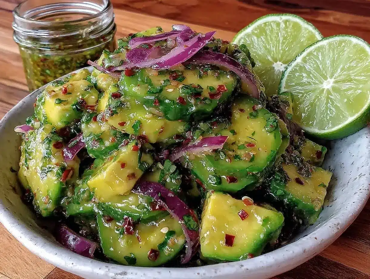 fresh cucumber avocado salad preparation steps