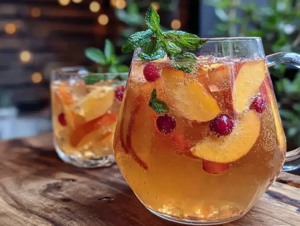 fresh peach sangria - featured image