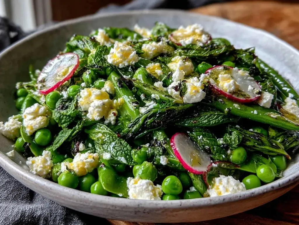 fresh spring pea and mint salad with feta - featured image