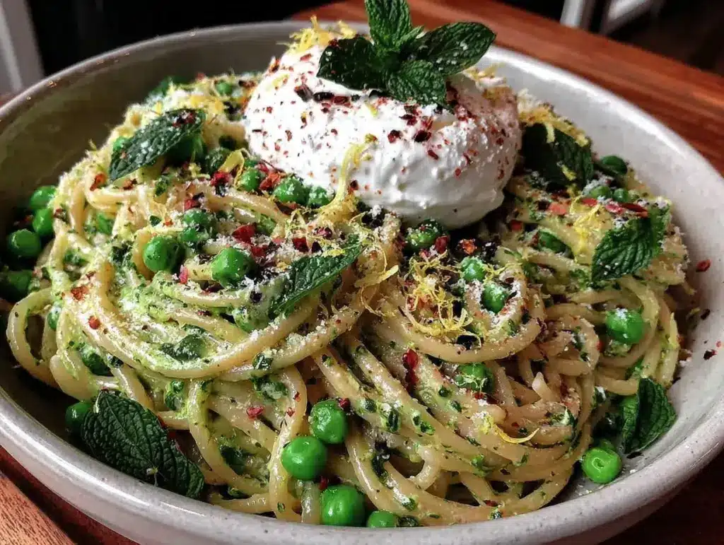 fresh spring pea pasta - featured image
