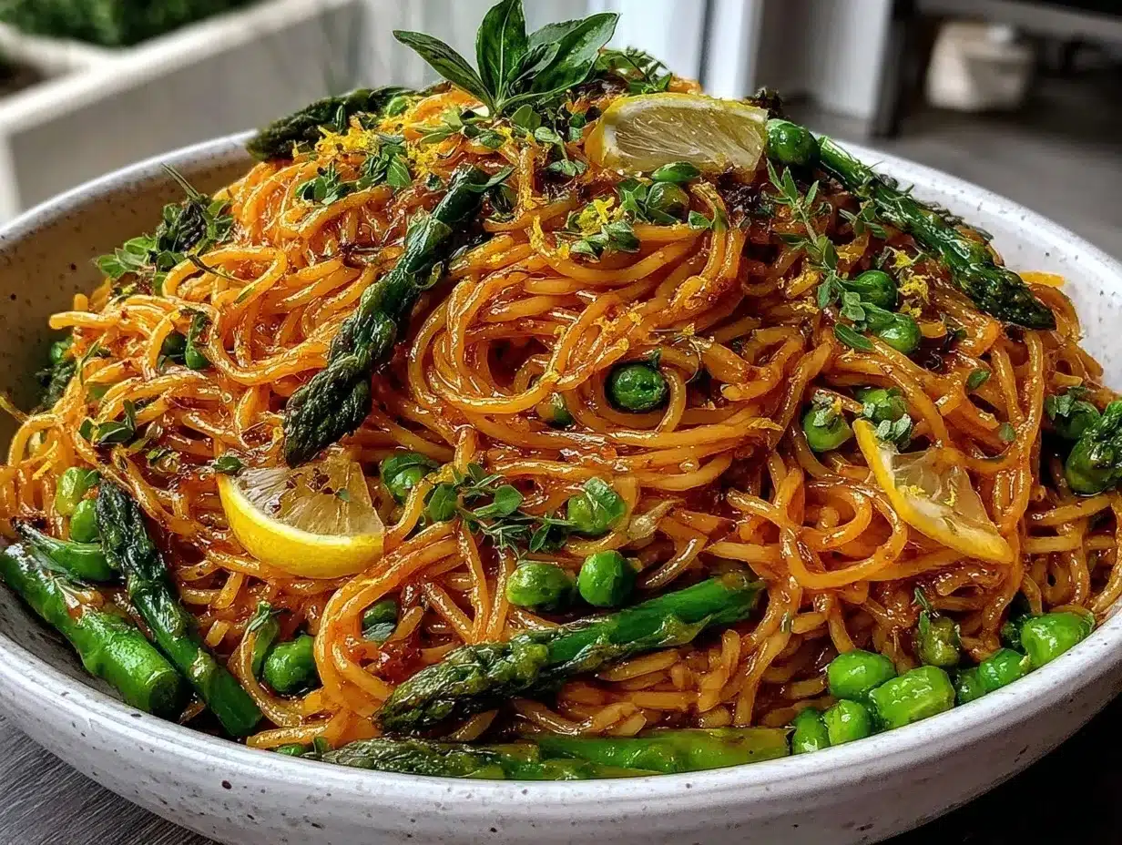 fresh spring vegetable pasta primavera preparation steps