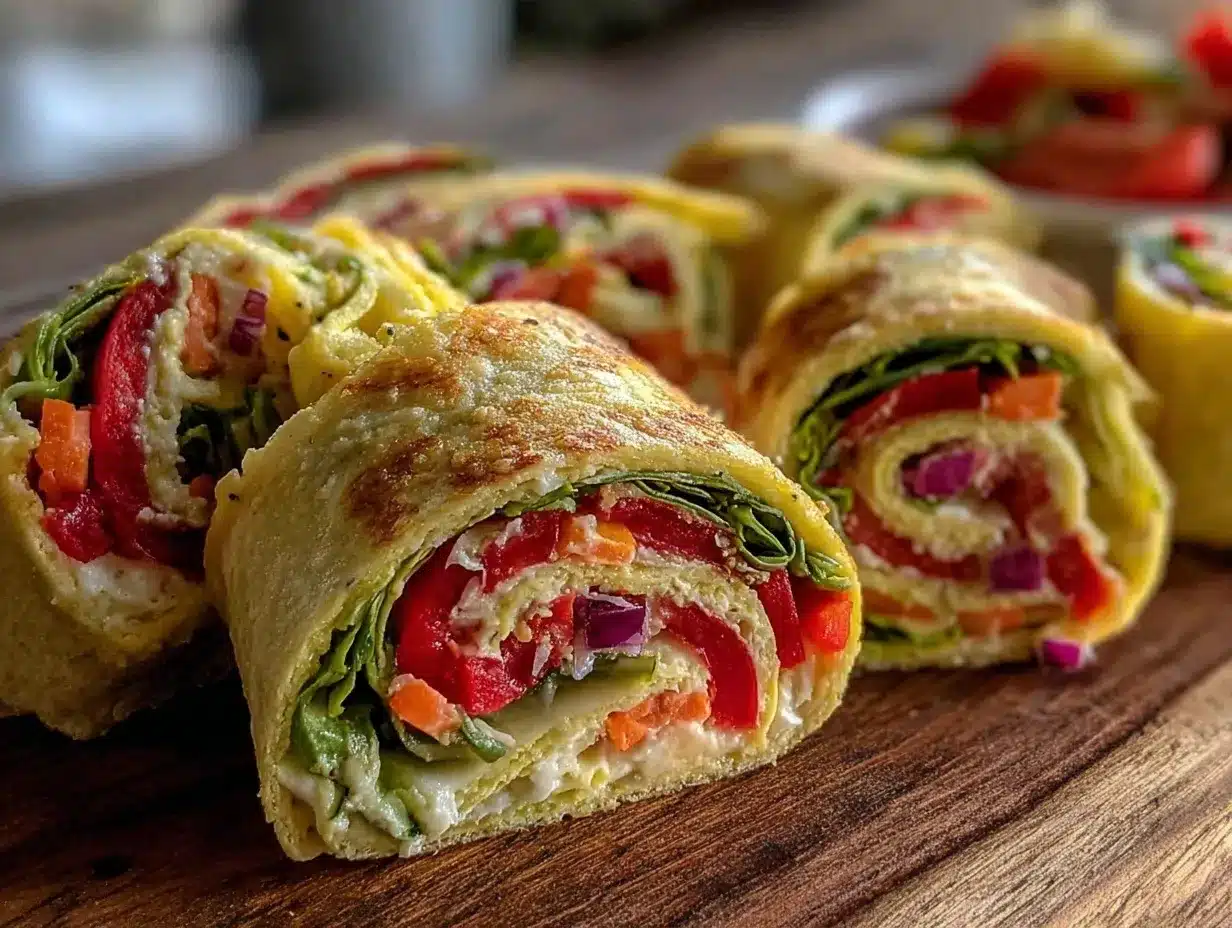 fresh spring veggie pinwheels preparation steps