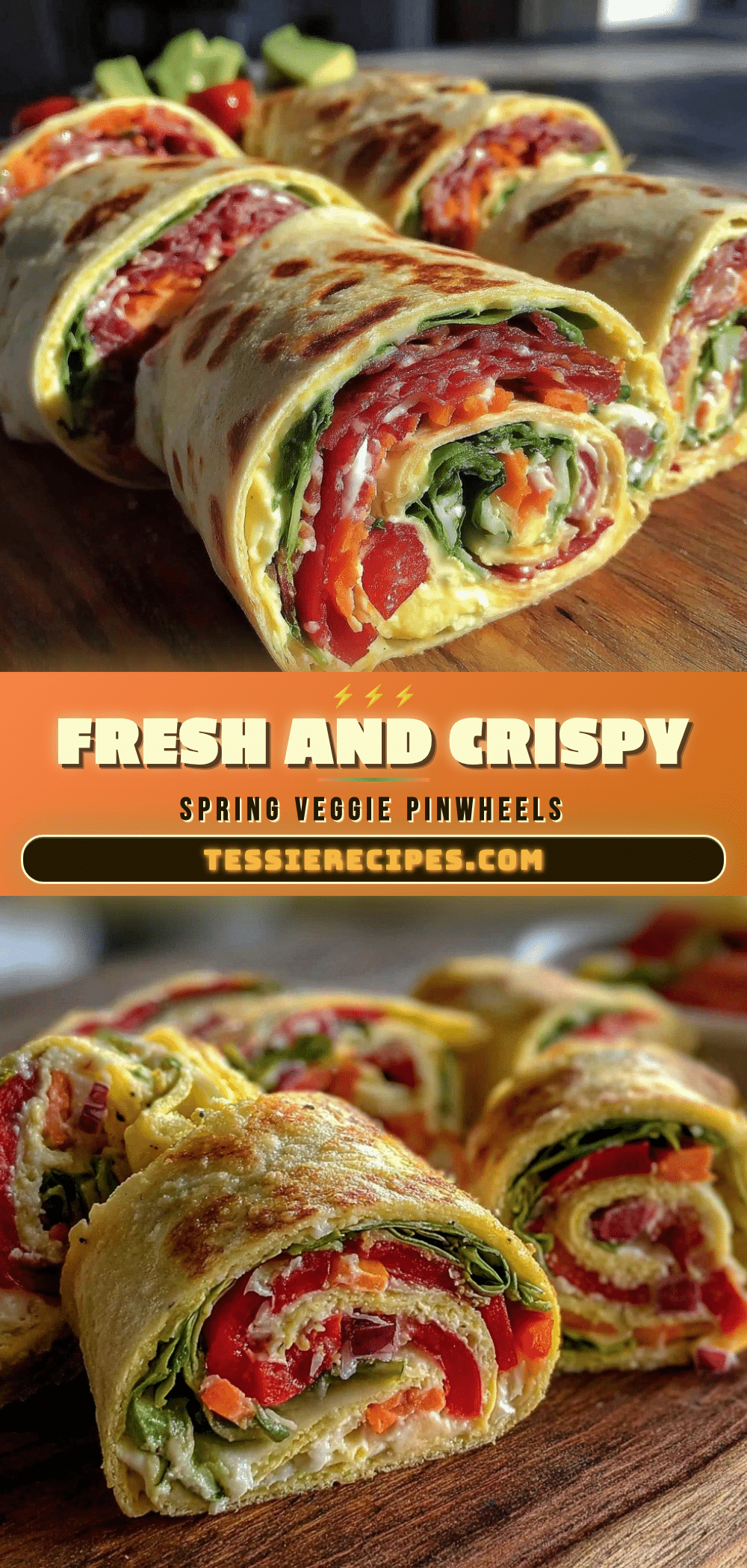 fresh spring veggie pinwheels recipe