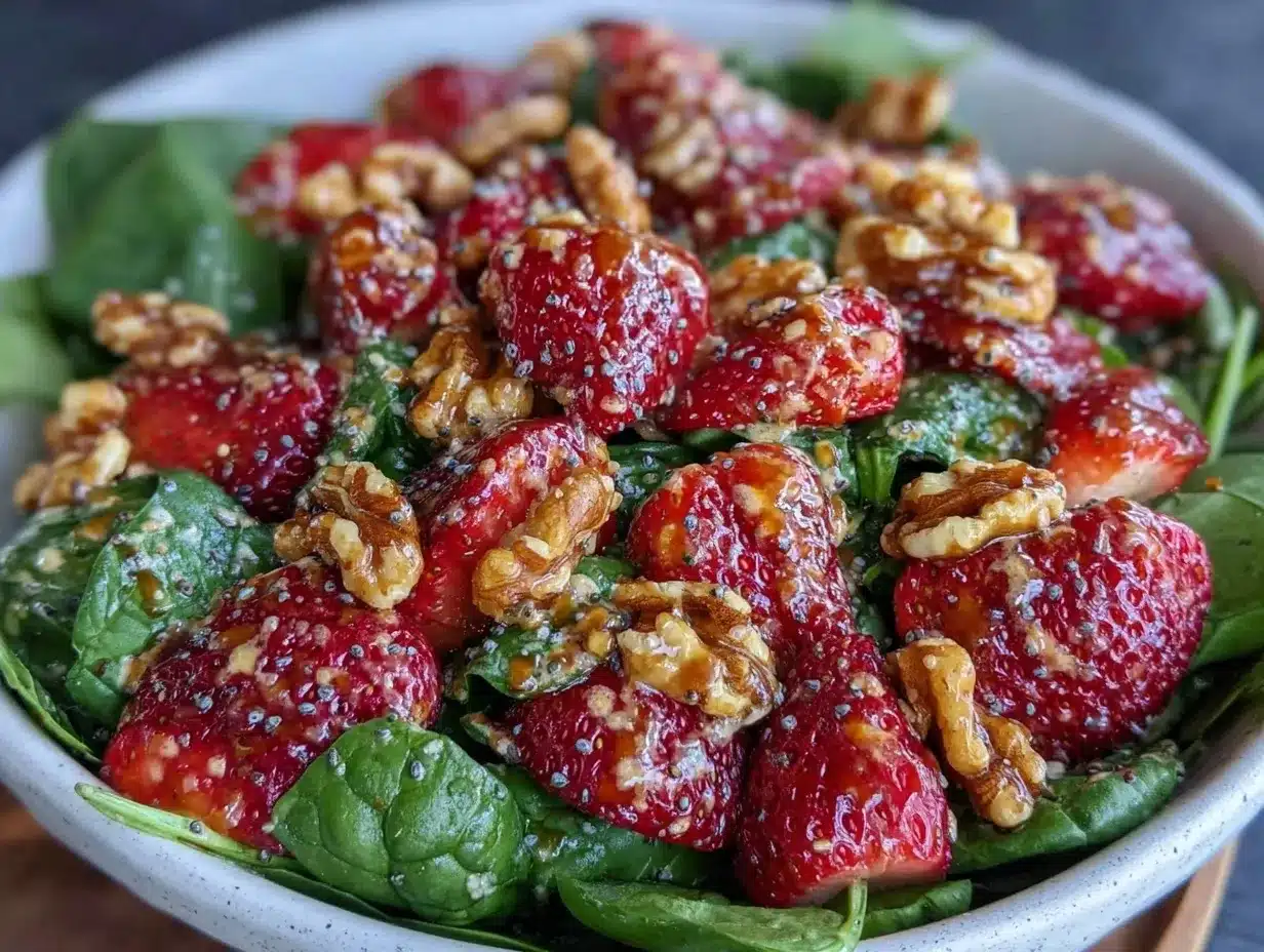 fresh strawberry spinach salad preparation steps