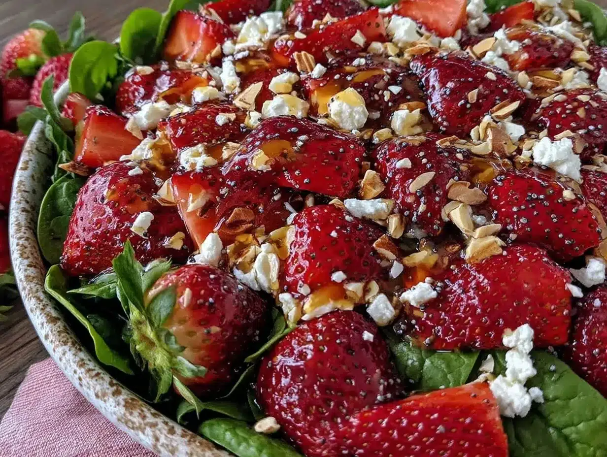fresh strawberry spinach salad preparation steps
