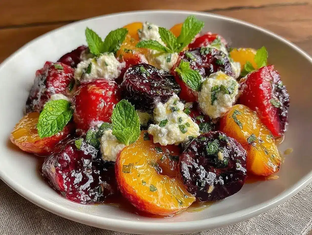 fresh summer stone fruit salad preparation steps