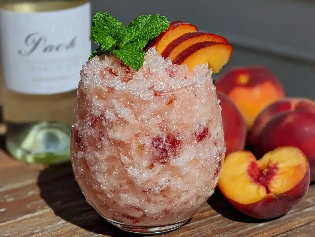 frozen peach white sangria slushie preparation steps