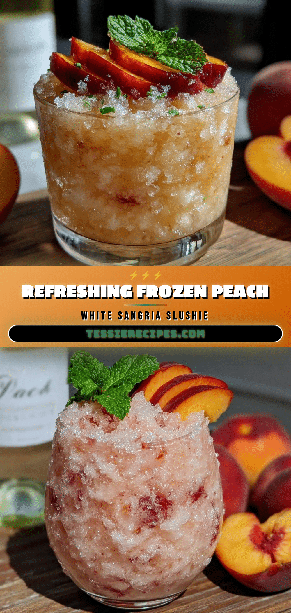frozen peach white sangria slushie recipe