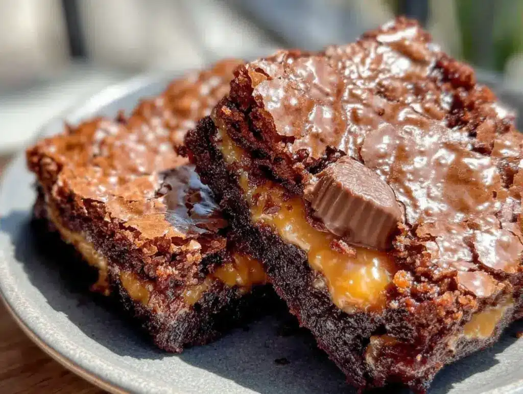 fudgy peanut butter cup brownies - featured image