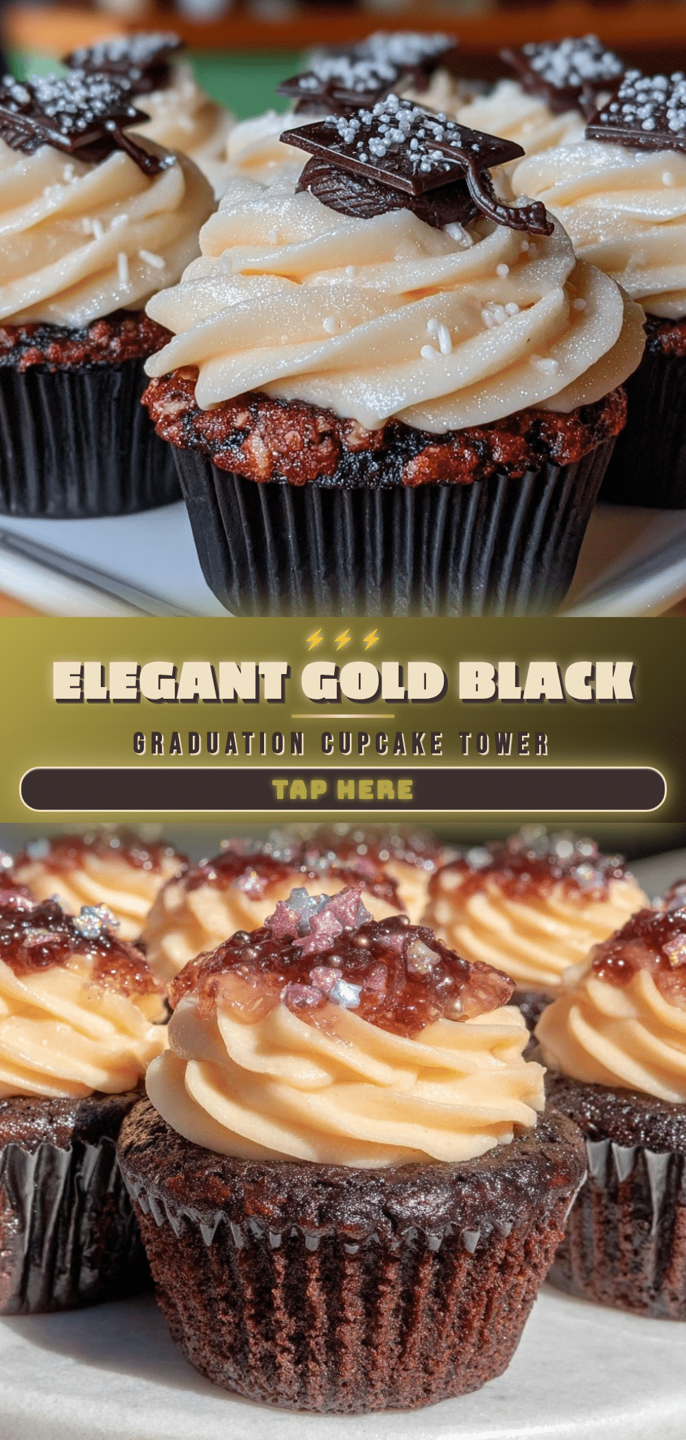 gold and black graduation cupcake tower recipe