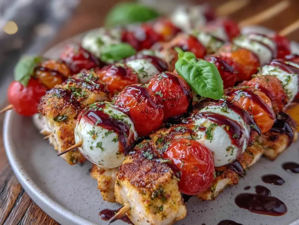 grilled chicken caprese skewers - featured image