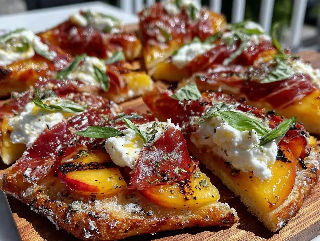 grilled peach prosciutto flatbread preparation steps