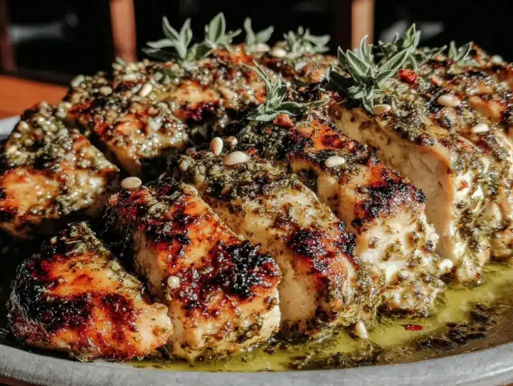 grilled pesto chicken - featured image