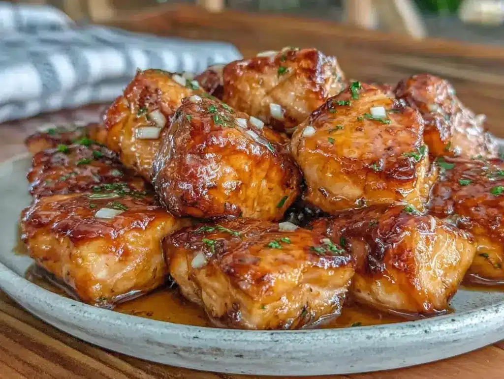 honey garlic glazed salmon bites - featured image
