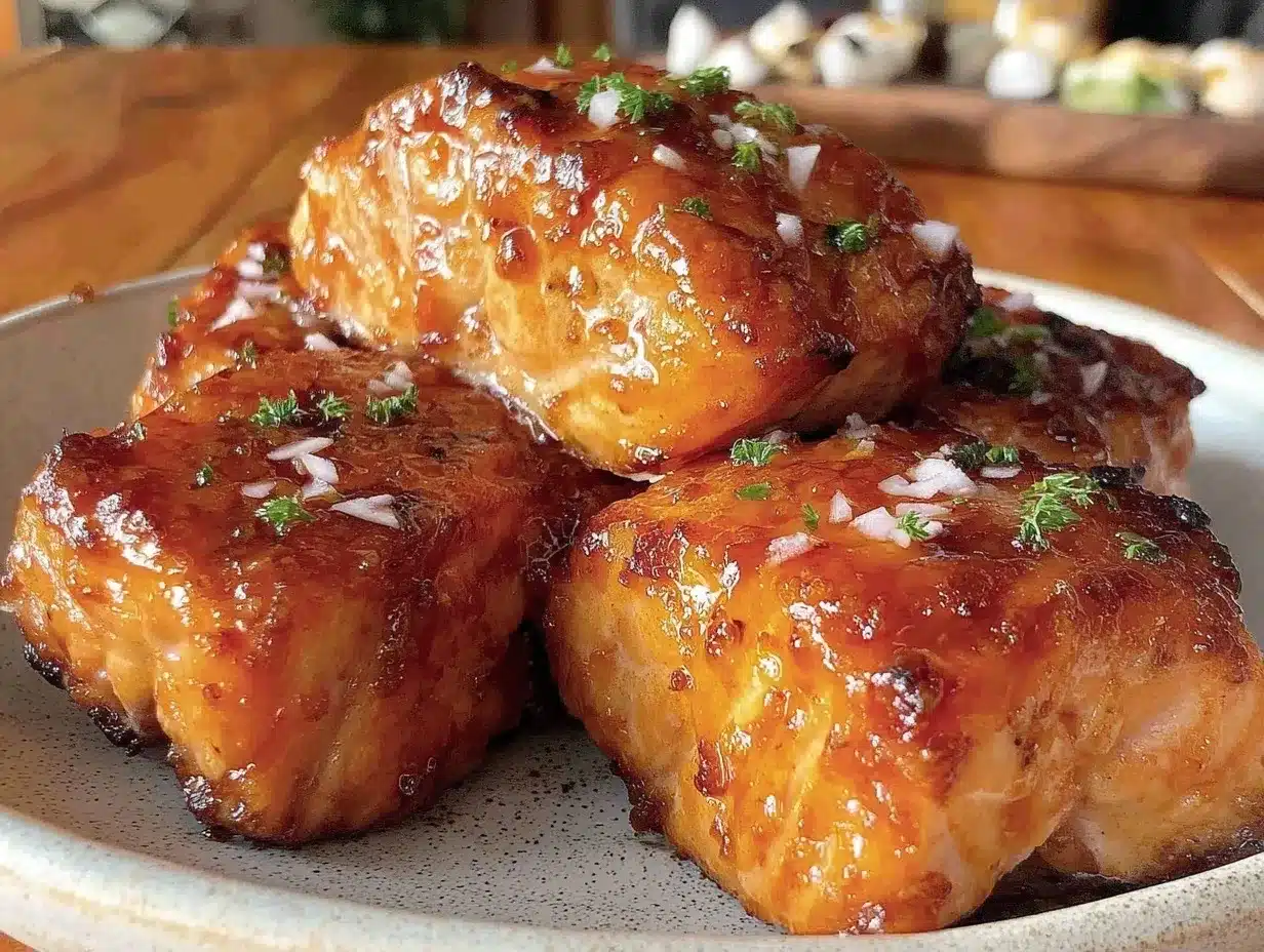 honey garlic glazed salmon bites preparation steps