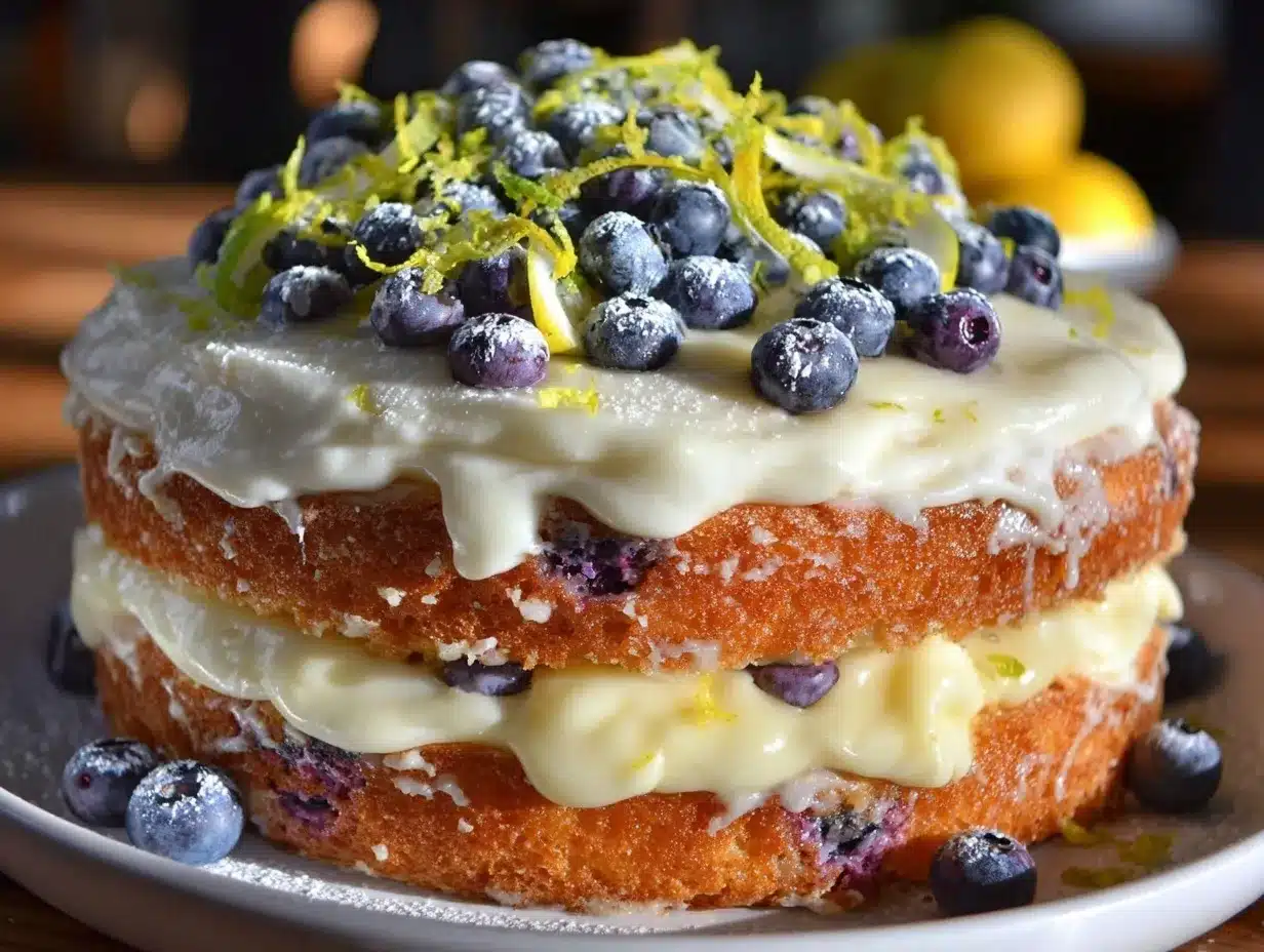 lemon blueberry layer cake preparation steps