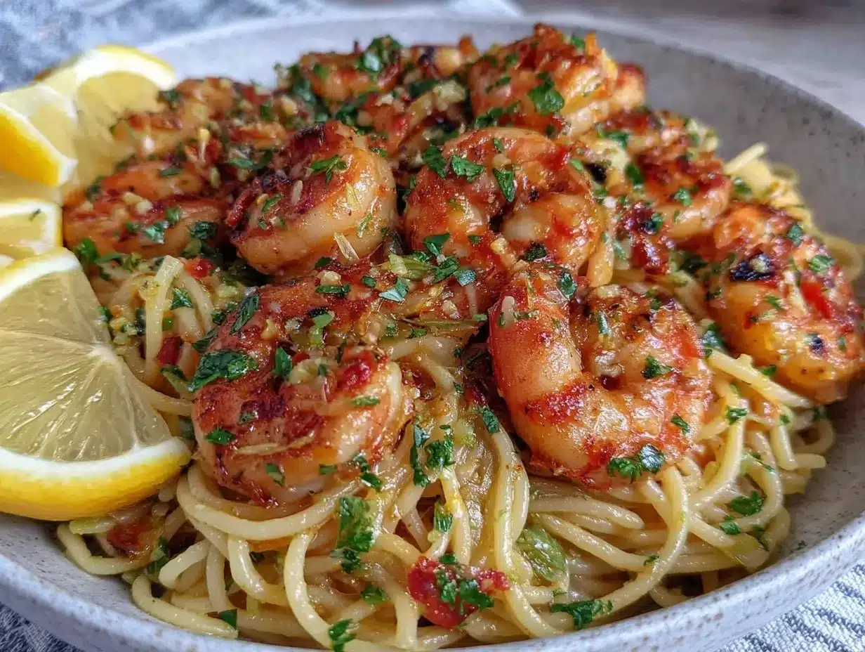 lemon garlic shrimp pasta preparation steps