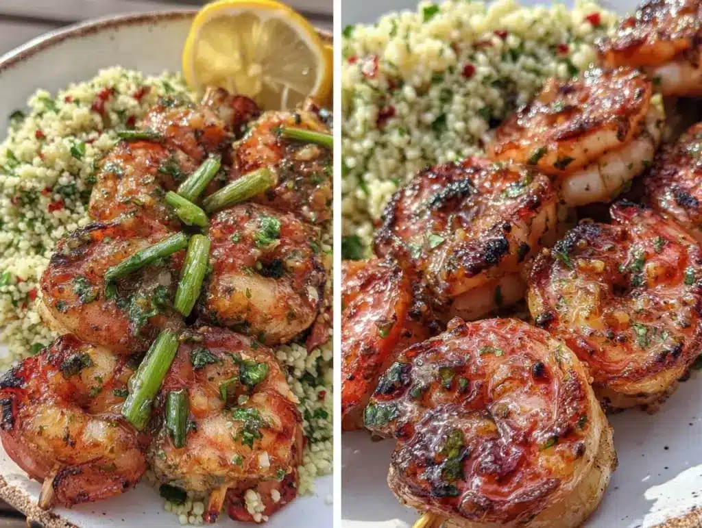 lemon garlic shrimp skewers - featured image