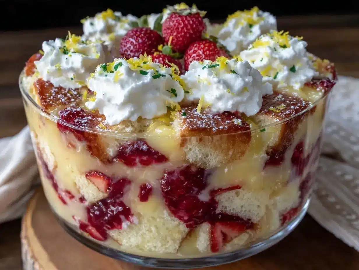 Light No-Bake Strawberry Angel Food Trifle preparation steps